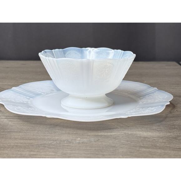VTG MacBeth-Evans American Sweetheart Monax Cereal Plate & Sherbet Dish White - Picture 3 of 10